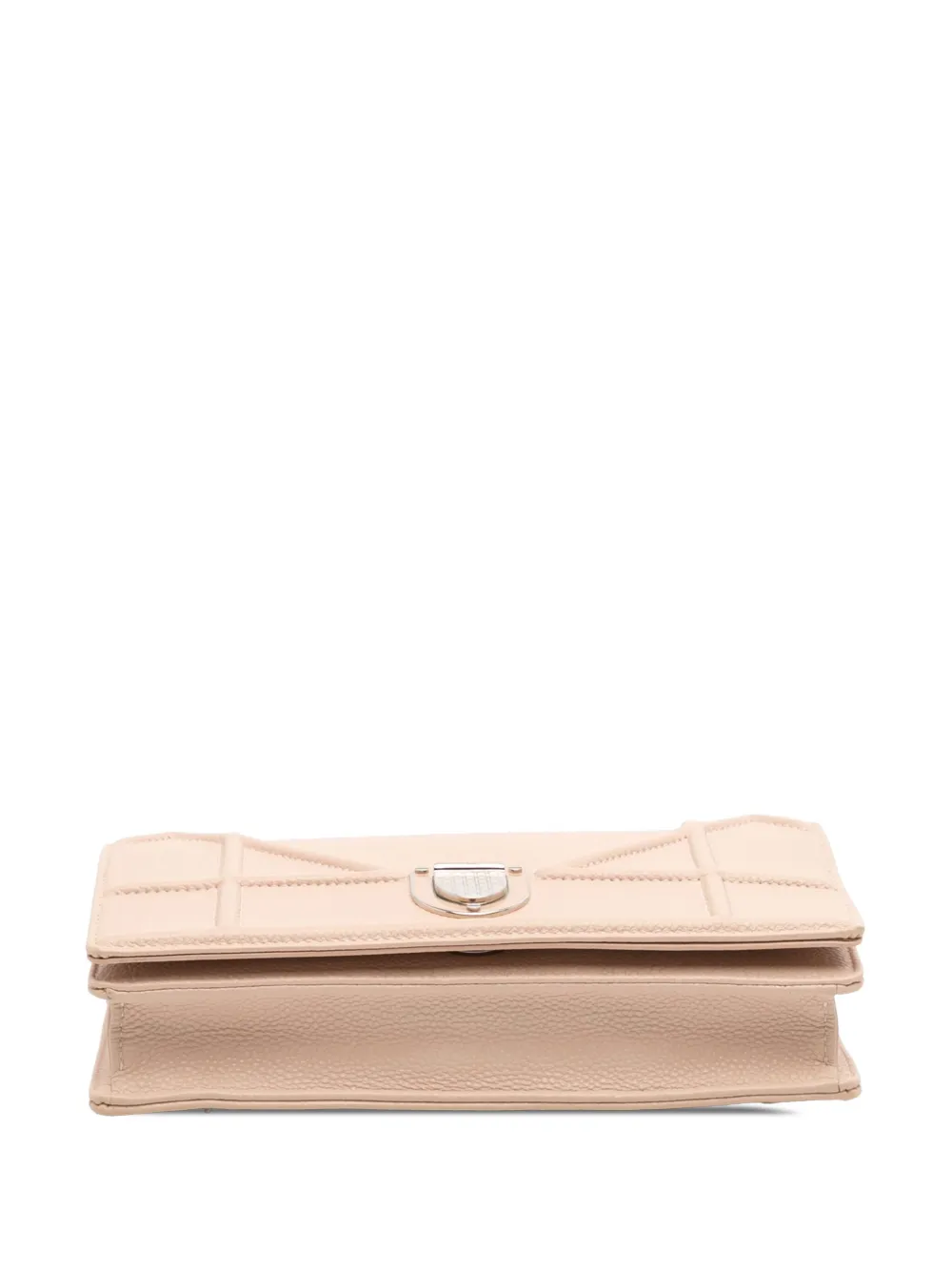 Pre-owned Dior 2016 Grained Calfskin Ama Wallet On Chain Crossbody Bag In Brown