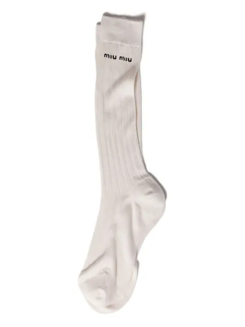 Miu Miu ribbed embroidered-logo socks