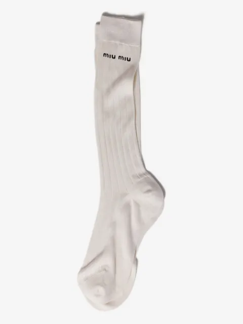 Miu Miu ribbed embroidered-logo socks
