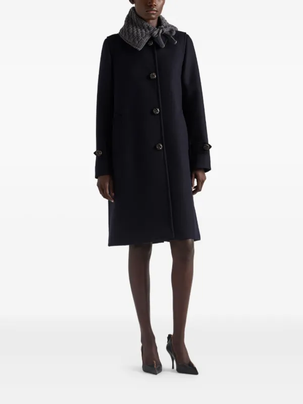 Prada single-breasted Double Loden Coat | Blue | FARFETCH