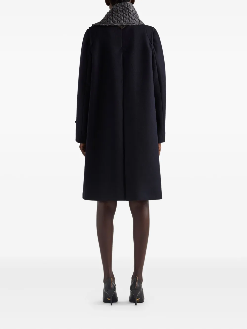 Prada Loden Leather-button Single-breasted Wool Coat In Black