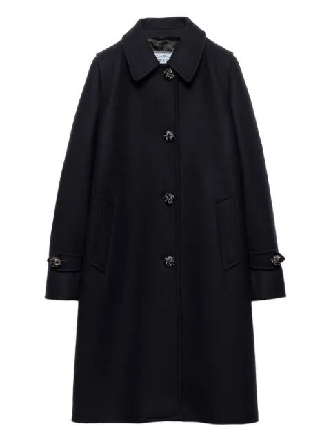 Prada Leather Button Wool Coat