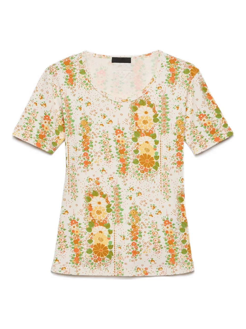 Prada floral-pattern crew-neck T-shirt - オレンジ Prada floral-pattern crew-neck T-shirt - オレンジ