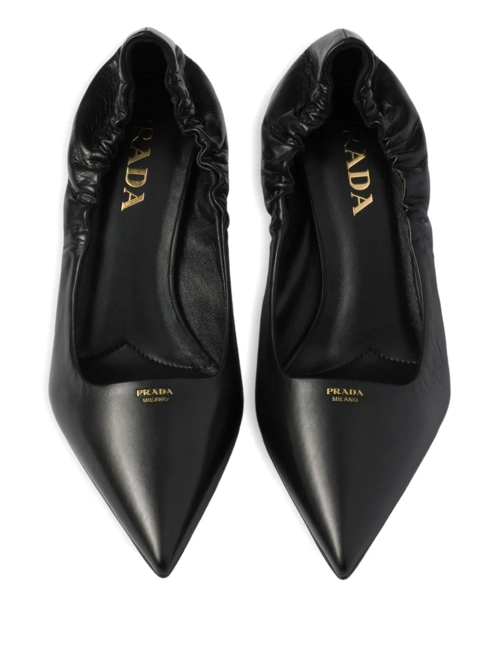 Prada 55mm ruched-effect pointed-toe leather pumps Zwart