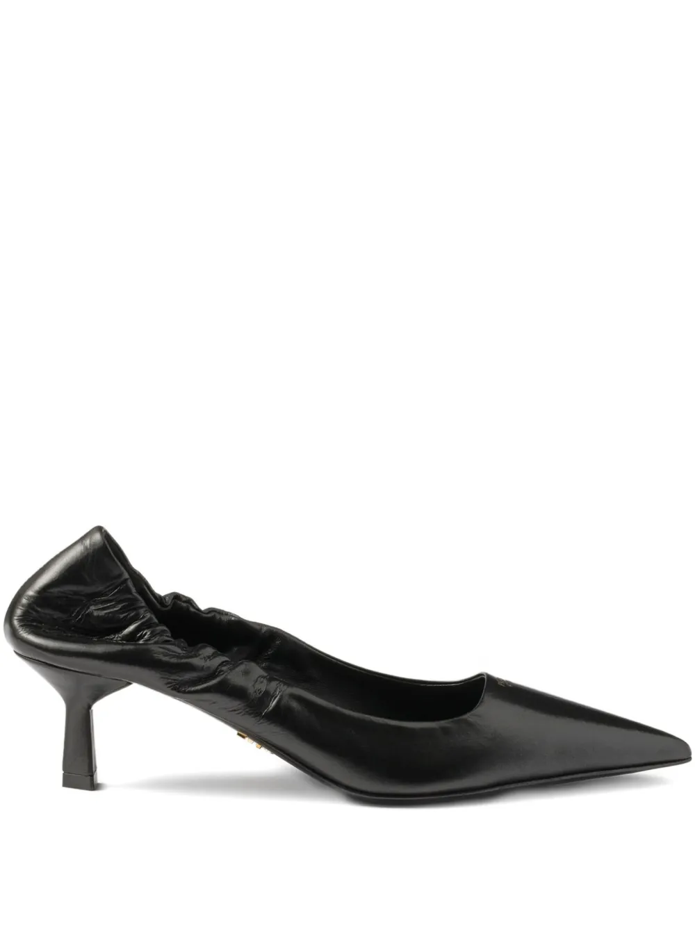 Prada 55mm ruched-effect pointed-toe leather pumps Zwart