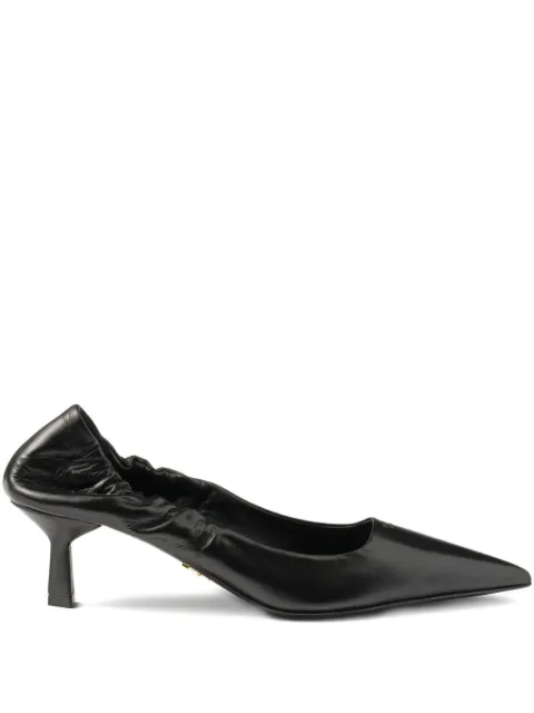 Prada 55mm ruched-effect pointed-toe leather pumps