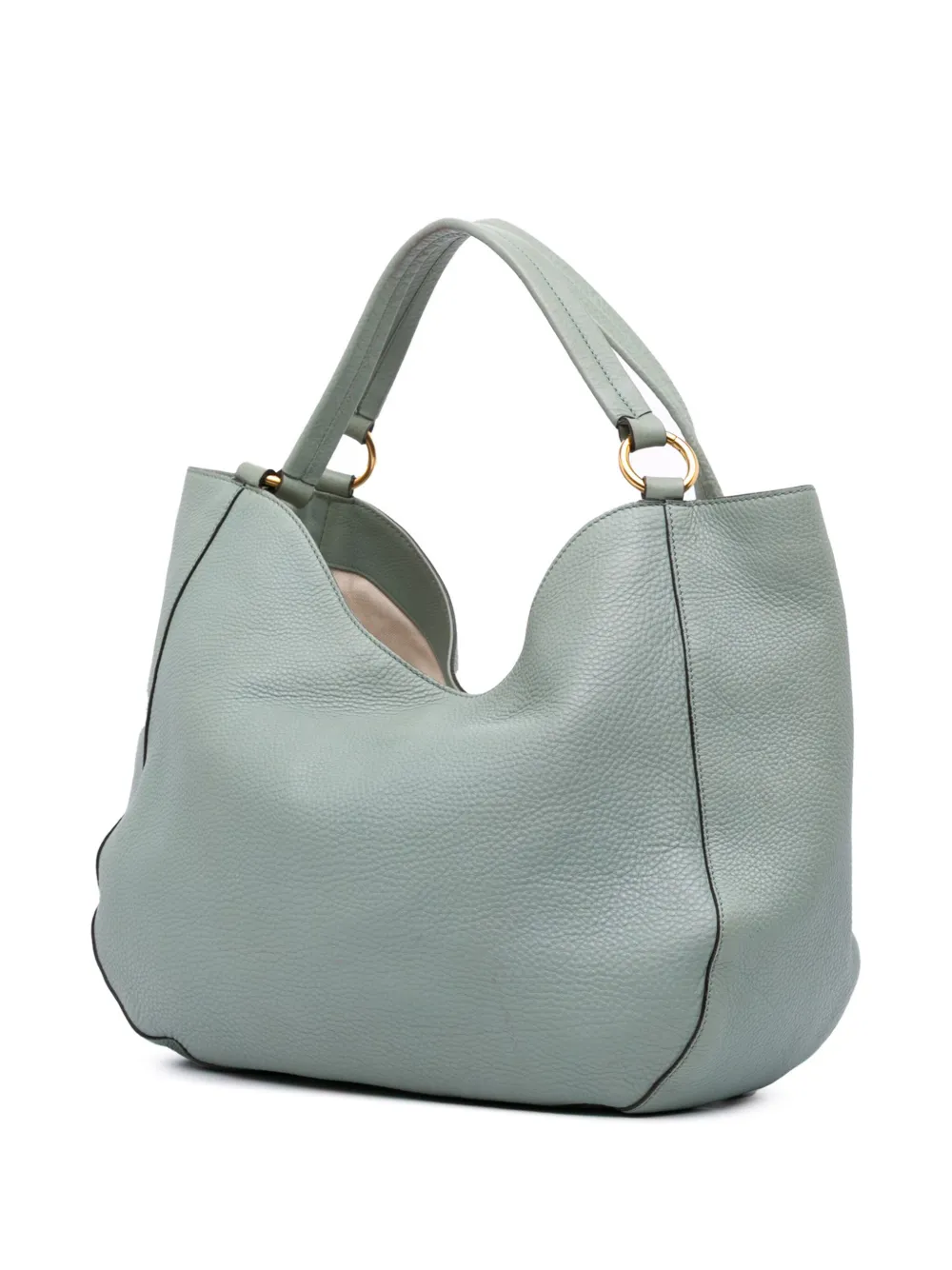 Pre-owned Gucci 2016-2025 Medium Pebbled Calfskin Twill Tote Bag In Blue