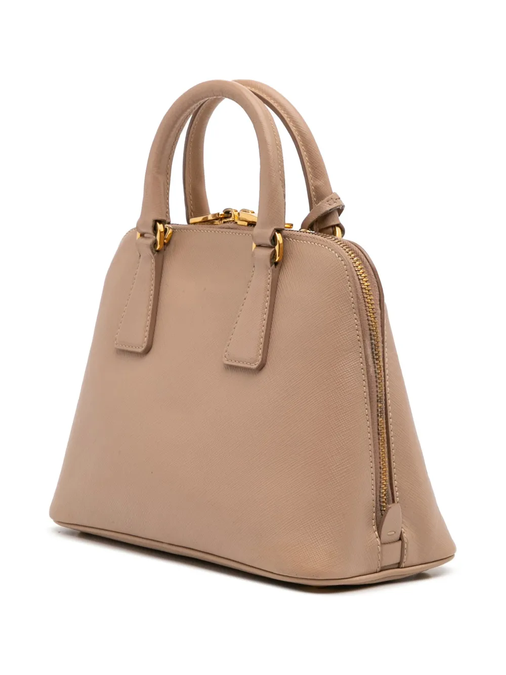 Pre-owned Prada 2013-2025 Small Saffiano Lux Promenade Satchel In Brown