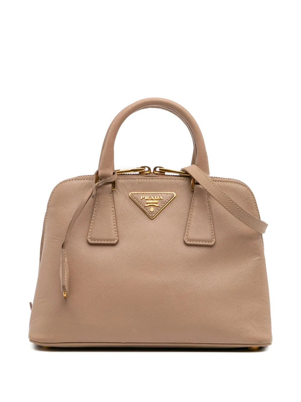 Prada Pre-Owned 2013-2025 スモール サフィアーノルクス プロムナード サッチェルバッグ - ブラウン Prada Pre-Owned 2013-2025 スモール サフィアーノルクス プロムナード サッチェルバッグ - ブラウン