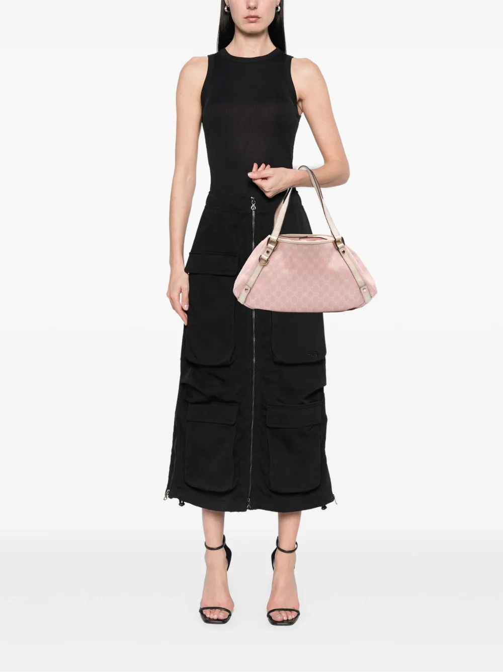 Pre-owned Gucci 2000-2015 Gg Canvas Abbey D Ring Tote Bag In Pink