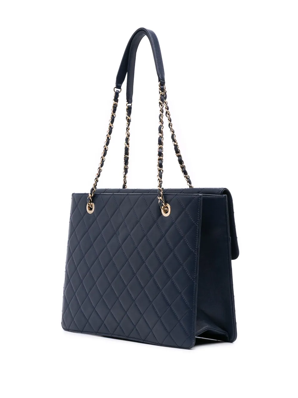 Pre-owned Chanel 2016-2017 Quilted Sheepskin Beauty Lock Shopping Tote Bag In Blue