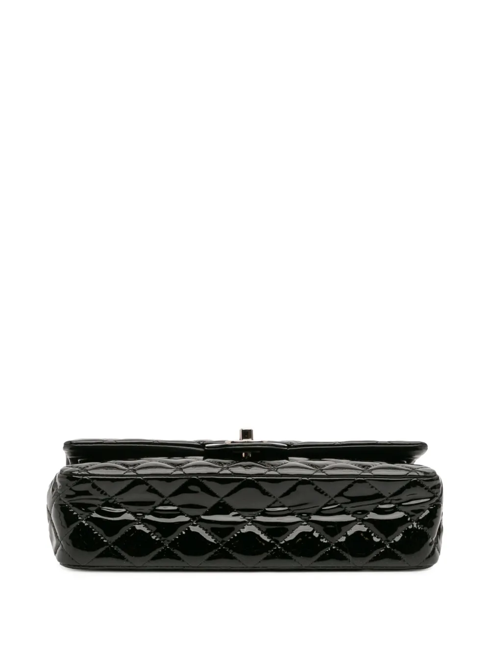 Pre-owned Chanel 2014 Medium Classic Patent Double Flap Shoulder Bag In Black