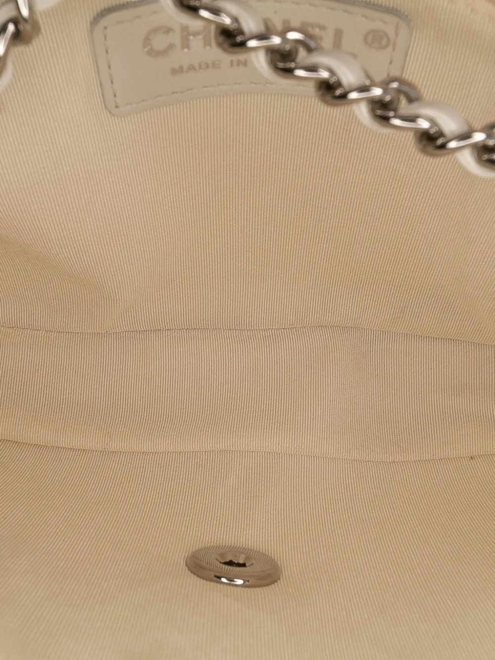 Pre-owned Chanel 2019 Mini Quilted Lambskin And Metallic Trim Elementary Chic Flap Crossbody Bag In White