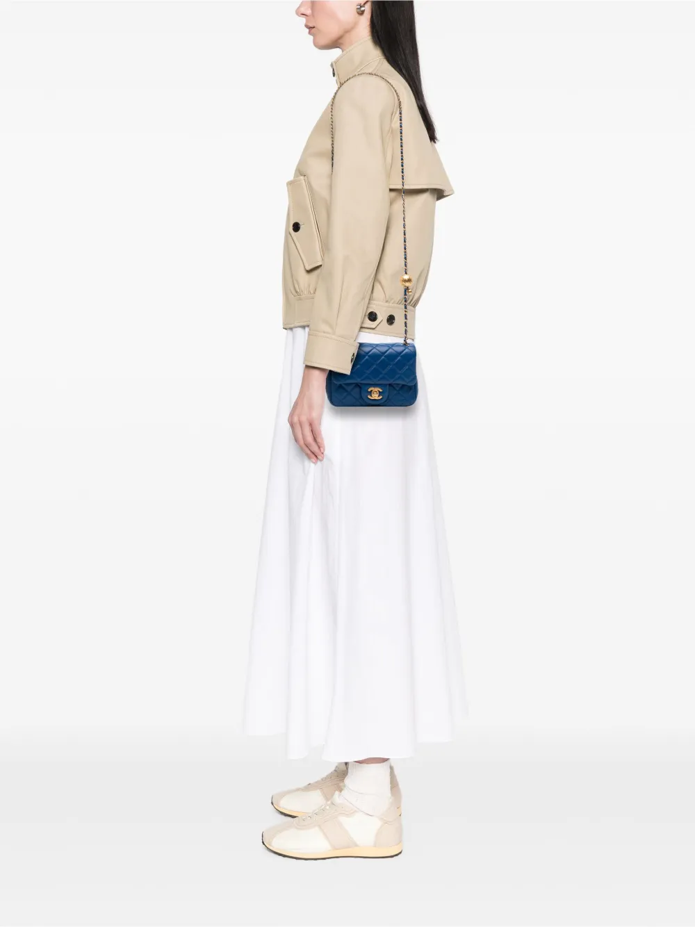 CHANEL Pre-Owned 2020 Mini Square Classic Lambskin Pearl Crush Single Flap crossbody bag | Pre-Owned | Image 2