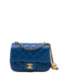 CHANEL Pre-Owned 2020 Mini Square Classic Lambskin Pearl Crush Single Flap crossbody bag - Blue