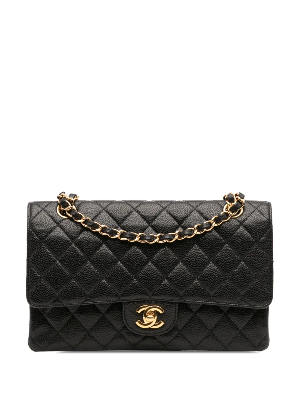 CHANEL Pre-Owned 2010-2011 ミディアム クラシック キャビア ダブルフラップ ショルダーバッグ - ブラック CHANEL Pre-Owned 2010-2011 ミディアム クラシック キャビア ダブルフラップ ショルダーバッグ - ブラック
