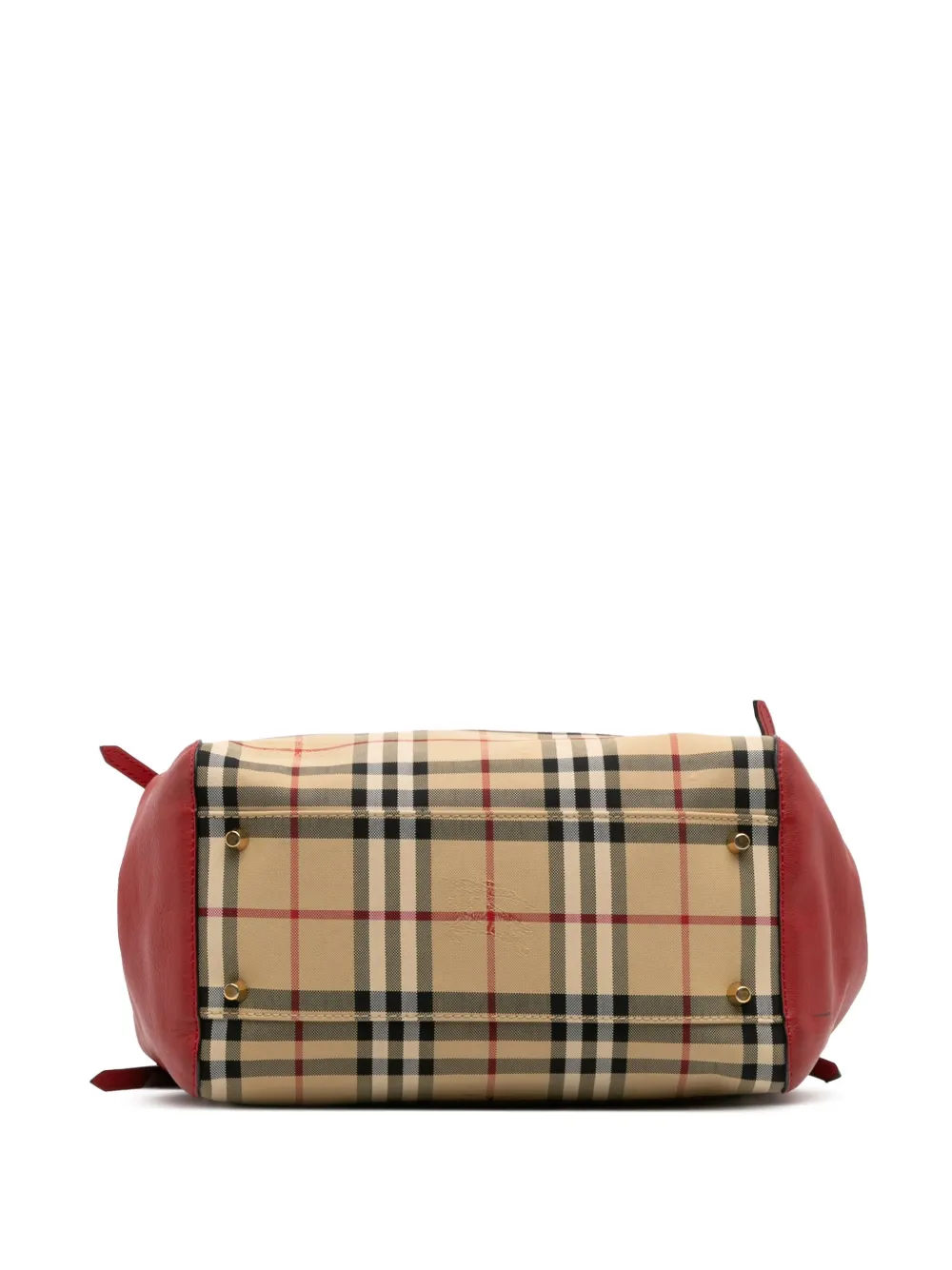 Pre-owned Burberry 2000-2017 Small Haymarket Check Canvas And Leather Canterbury Tote Bag In Brown