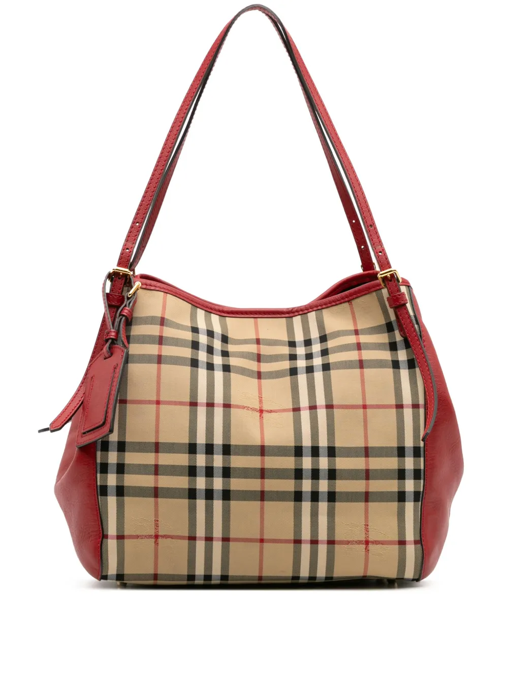 Burberry Pre-Owned 2000-2017 スモール ヘイマーケットチェック キャンバス レザー カンタベリー トートバッグ Burberry Pre-Owned 2000-2017 スモール ヘイマーケットチェック キャンバス レザー カンタベリー トートバッグ