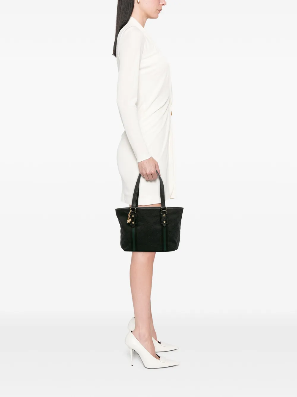 Pre-owned Gucci 2000-2015 Gg Canvas Jolicoeur Tote Bag In Black