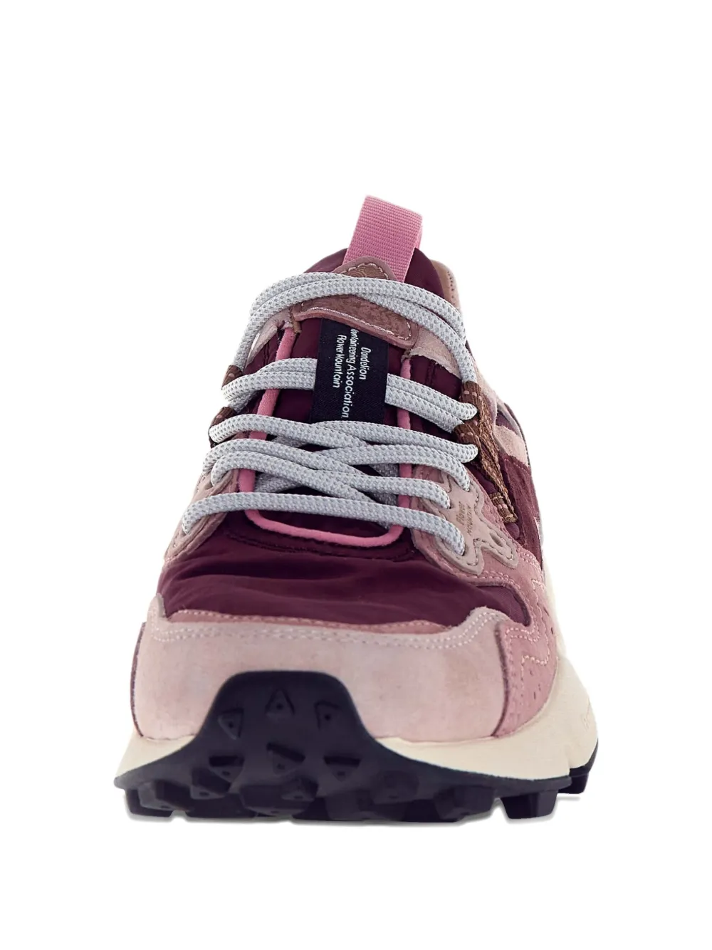 Flower Mountain Yamano 3 Natural And Dark Green Suede And Teddy Bear Sneakers In Pink
