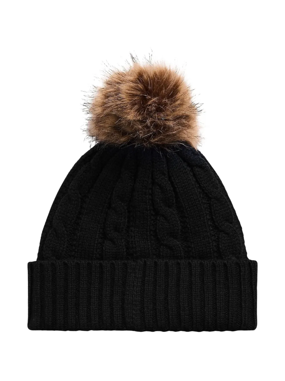 Ralph Lauren Cable-knit Pompom Beanie In Black