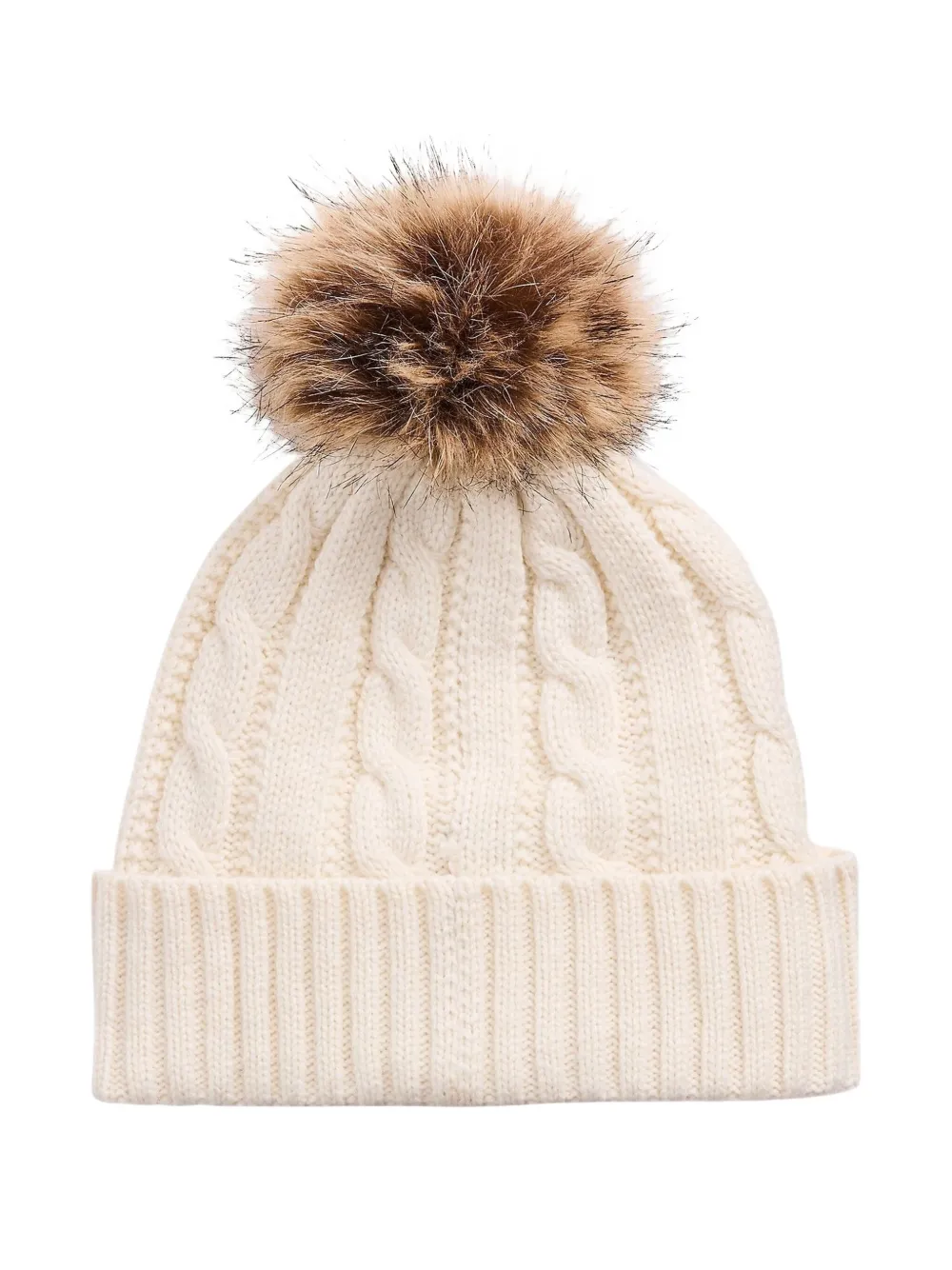 Ralph Lauren Cable-knit Pompom Beanie In Neutral