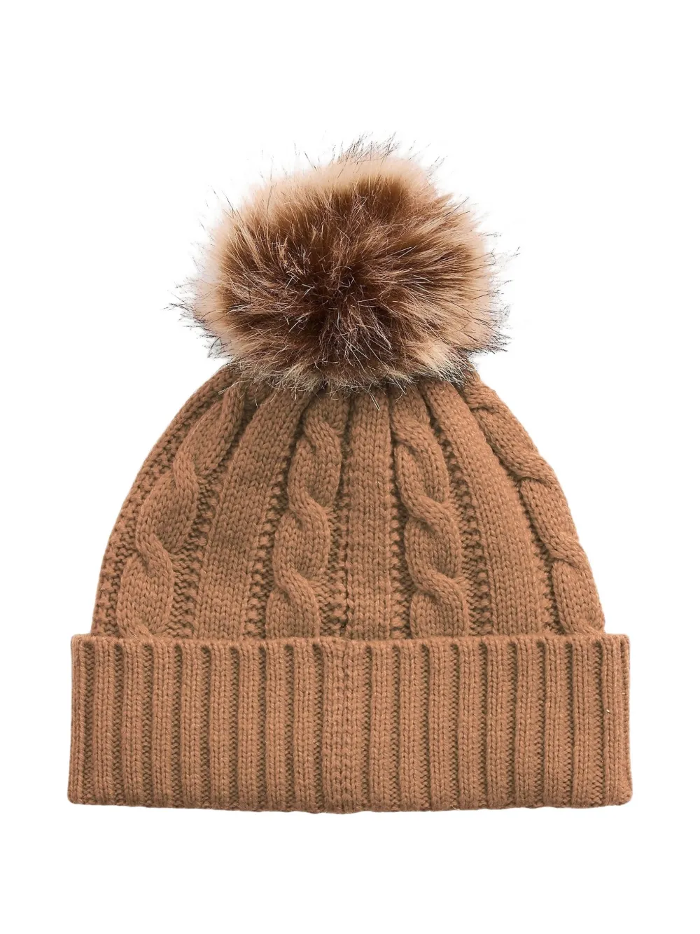 Ralph Lauren Cable-knit Pompom Beanie In Brown