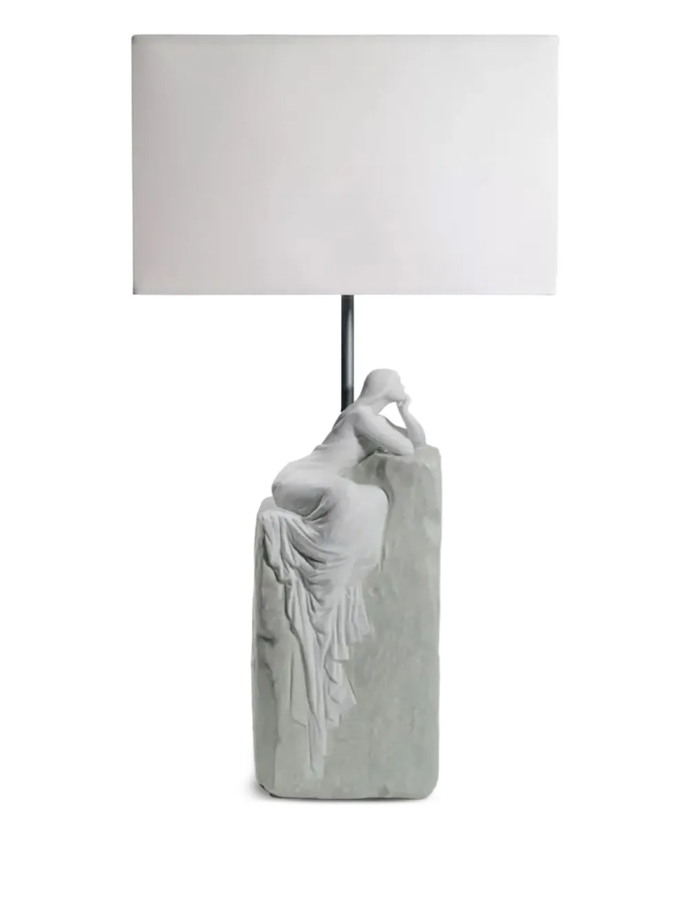 Lladrò Contemplative Woman Ii Table Lamp (60 X 20cm) In Gray
