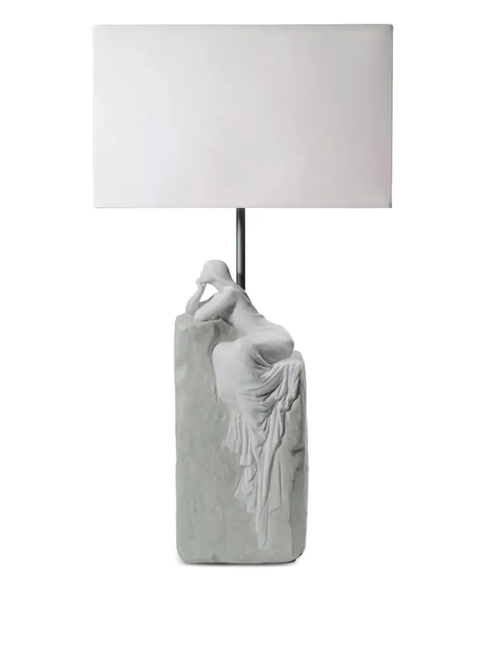 Lladrò Contemplative Woman Ii Table Lamp (60 X 20cm) In Gray