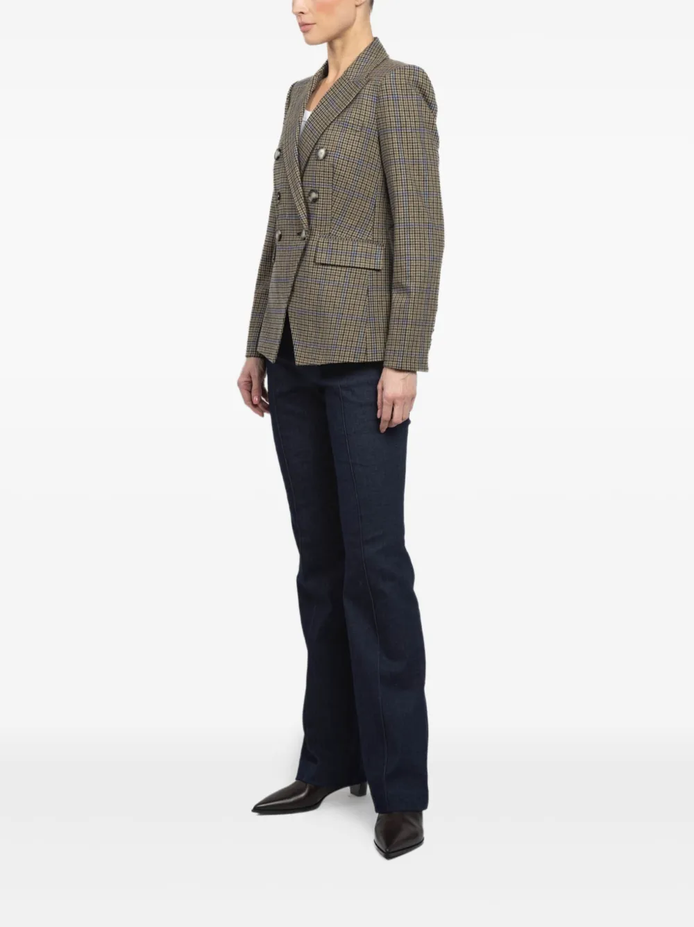 Veronica Beard Miller Dickey geruite blazer met dubbele rij knopen Bruin