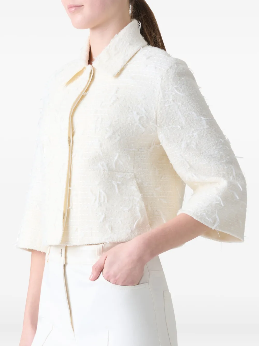 Akris Frayed Jacket In White