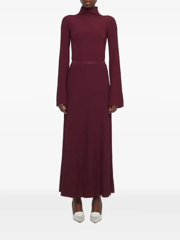 Adam Lippes Pleated Roll-neck Skirt in Red