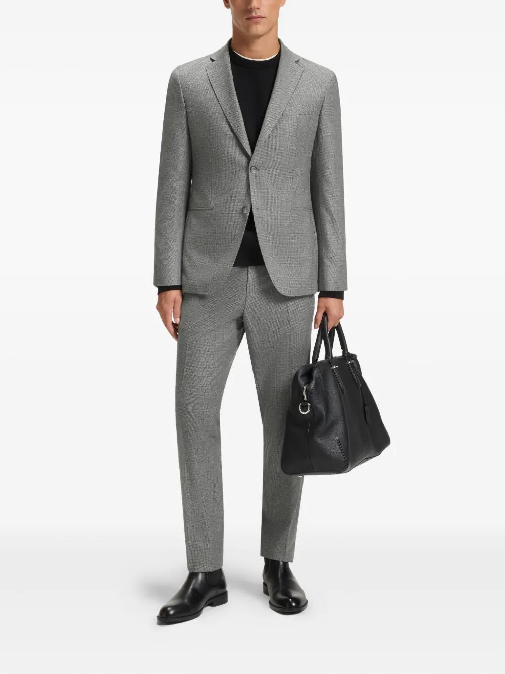 BOSS Broek met visgraatpatroon - Grijs