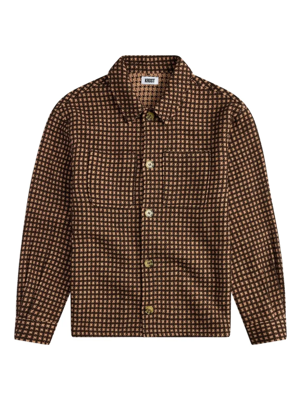 Krost Check Wool Overshirt In Neutral