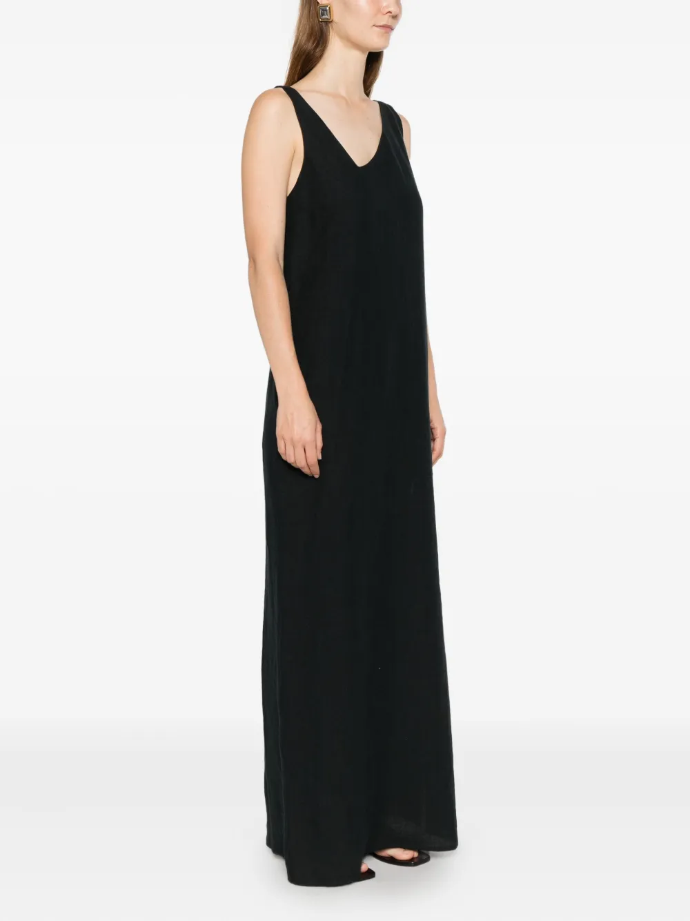 Occleus Asymmetric-neck Midi Dress In Black