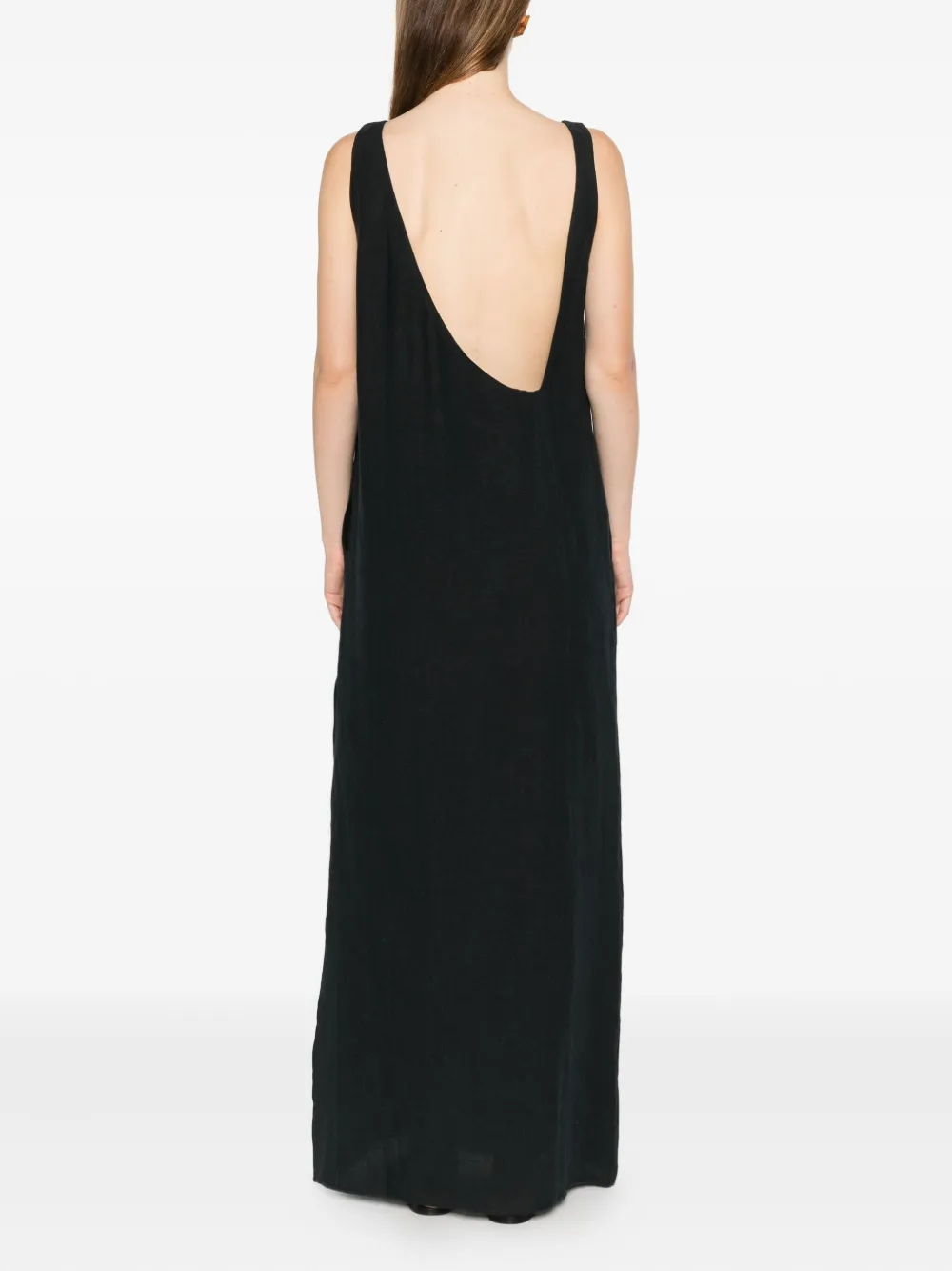 Occleus Asymmetric-neck Midi Dress In Black
