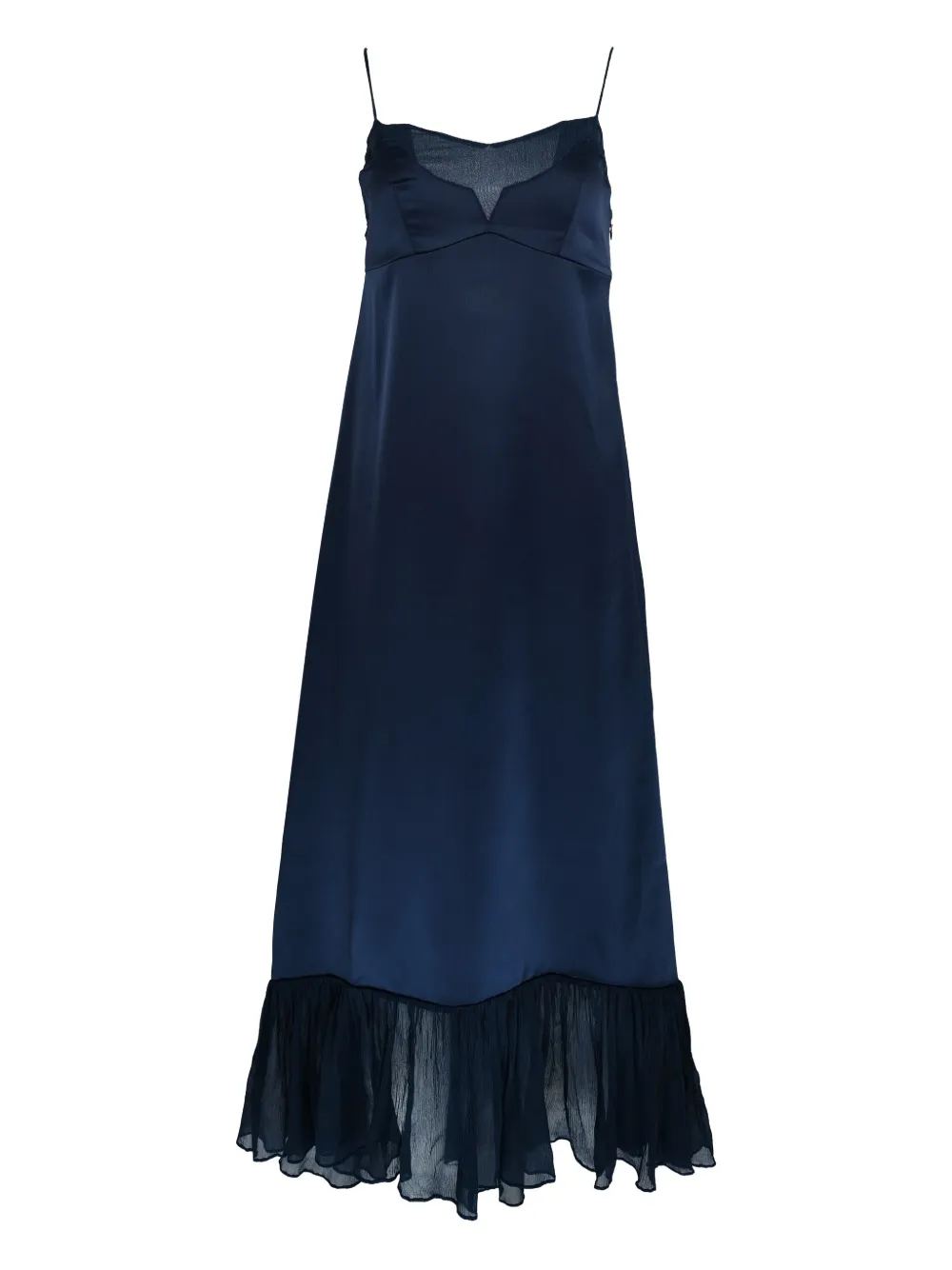 AZEEZA Layla chiffon-trim midi dress - ブルー AZEEZA Layla chiffon-trim midi dress - ブルー