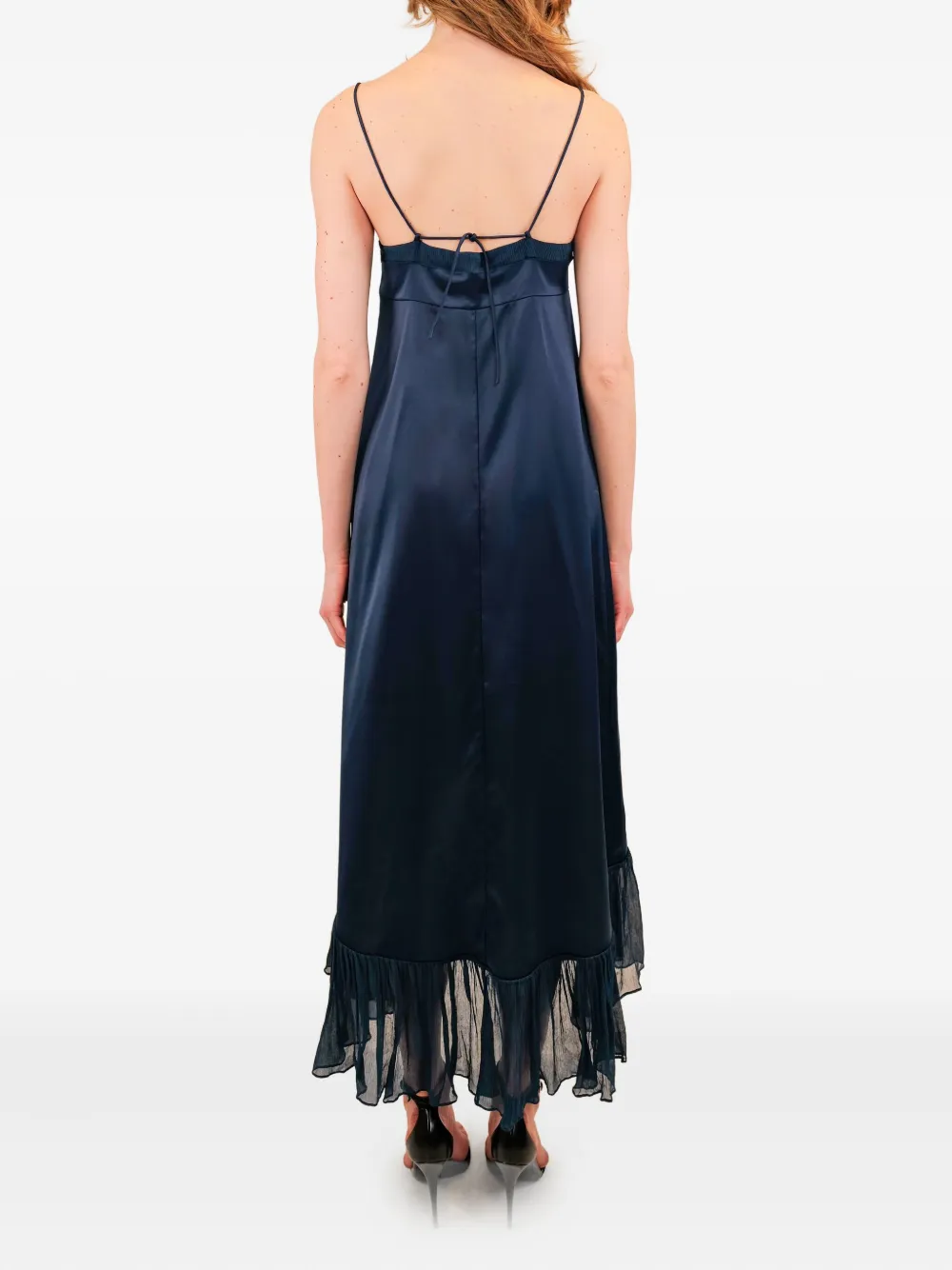 Azeeza Layla Chiffon-trim Midi Dress In Blue