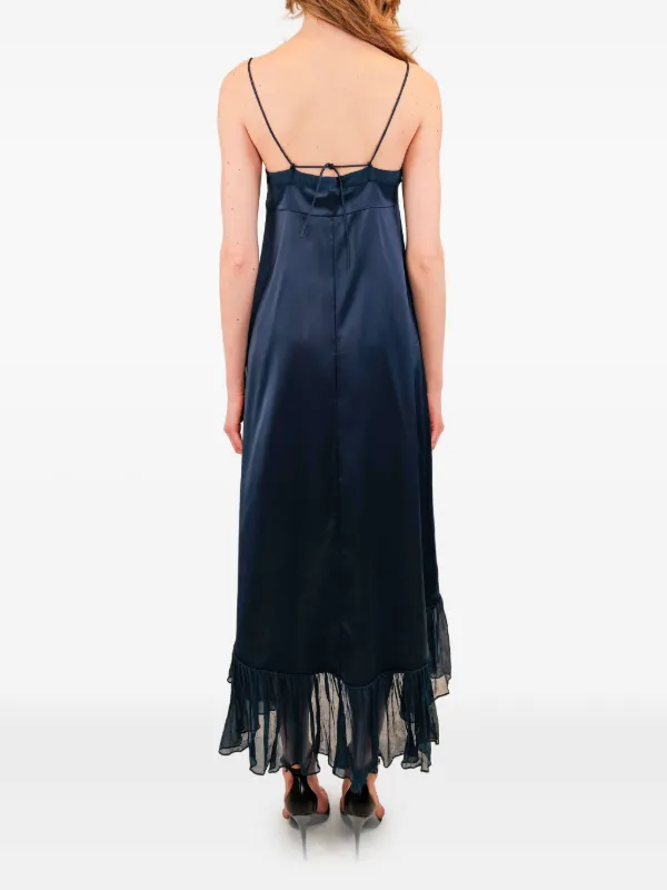 Azeeza Layla Chiffon-Trim Midi Dress - Blue