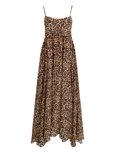 AZEEZA Rachel spaghetti-strap leopard-print midi dress
