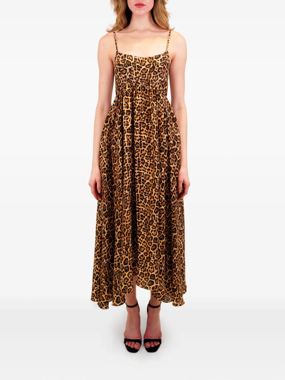 Azeeza Rachel Spaghetti-strap Leopard-print Midi Dress In Multi