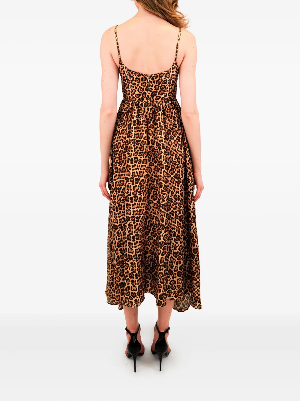 Azeeza Rachel Spaghetti-strap Leopard-print Midi Dress In Multi