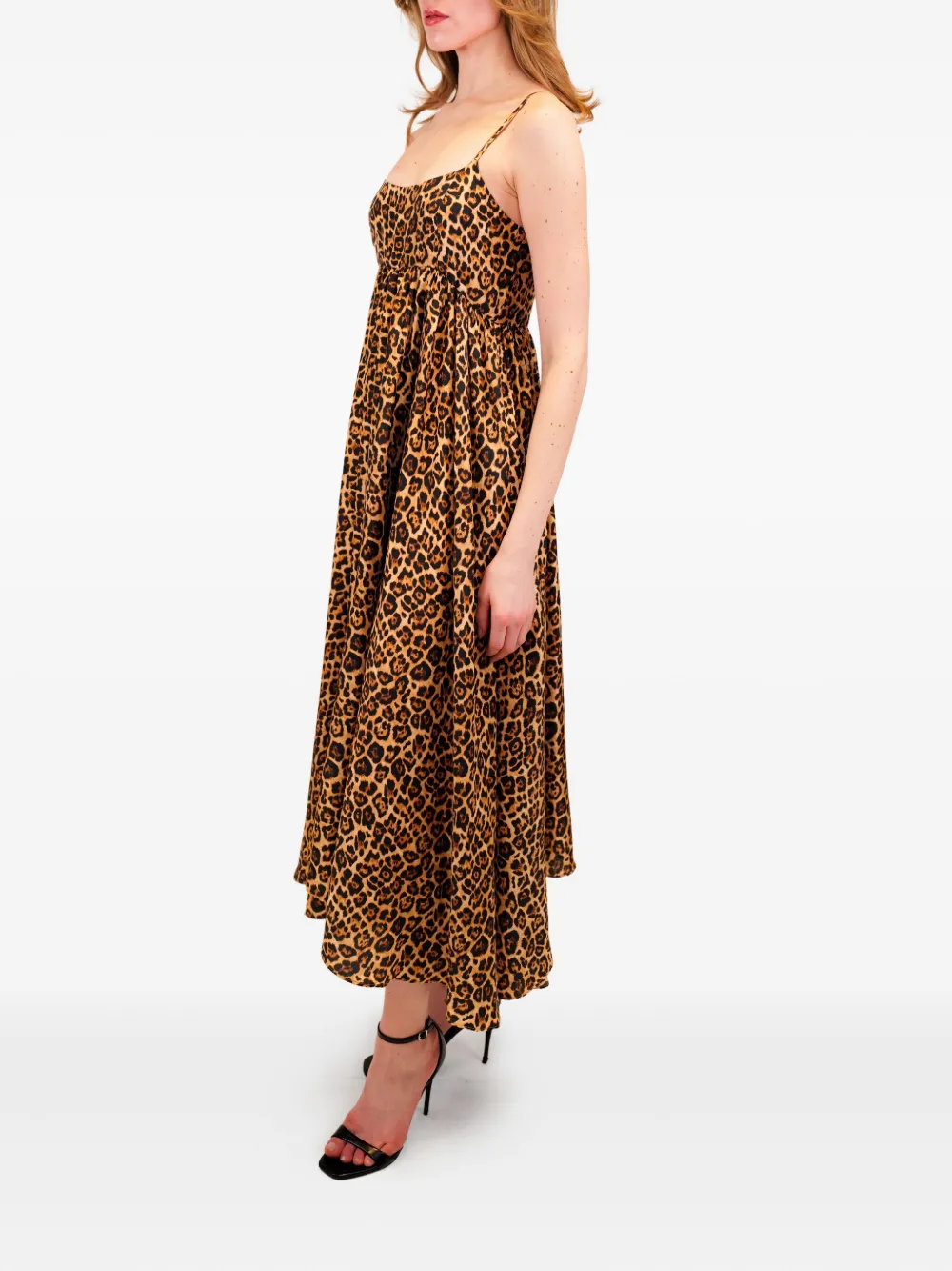 Azeeza Rachel Spaghetti-strap Leopard-print Midi Dress In Multi