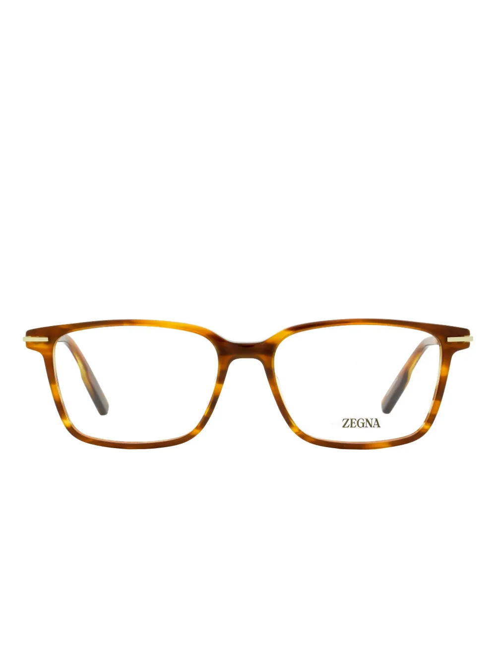 Zegna Rectangular Glasses In Brown