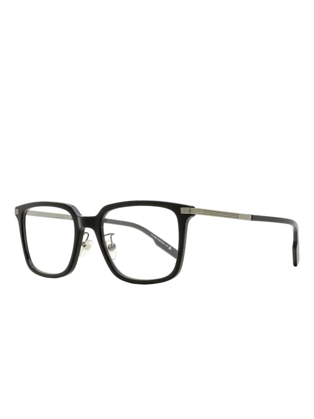Zegna Stepped Browline Square Glasses In Black