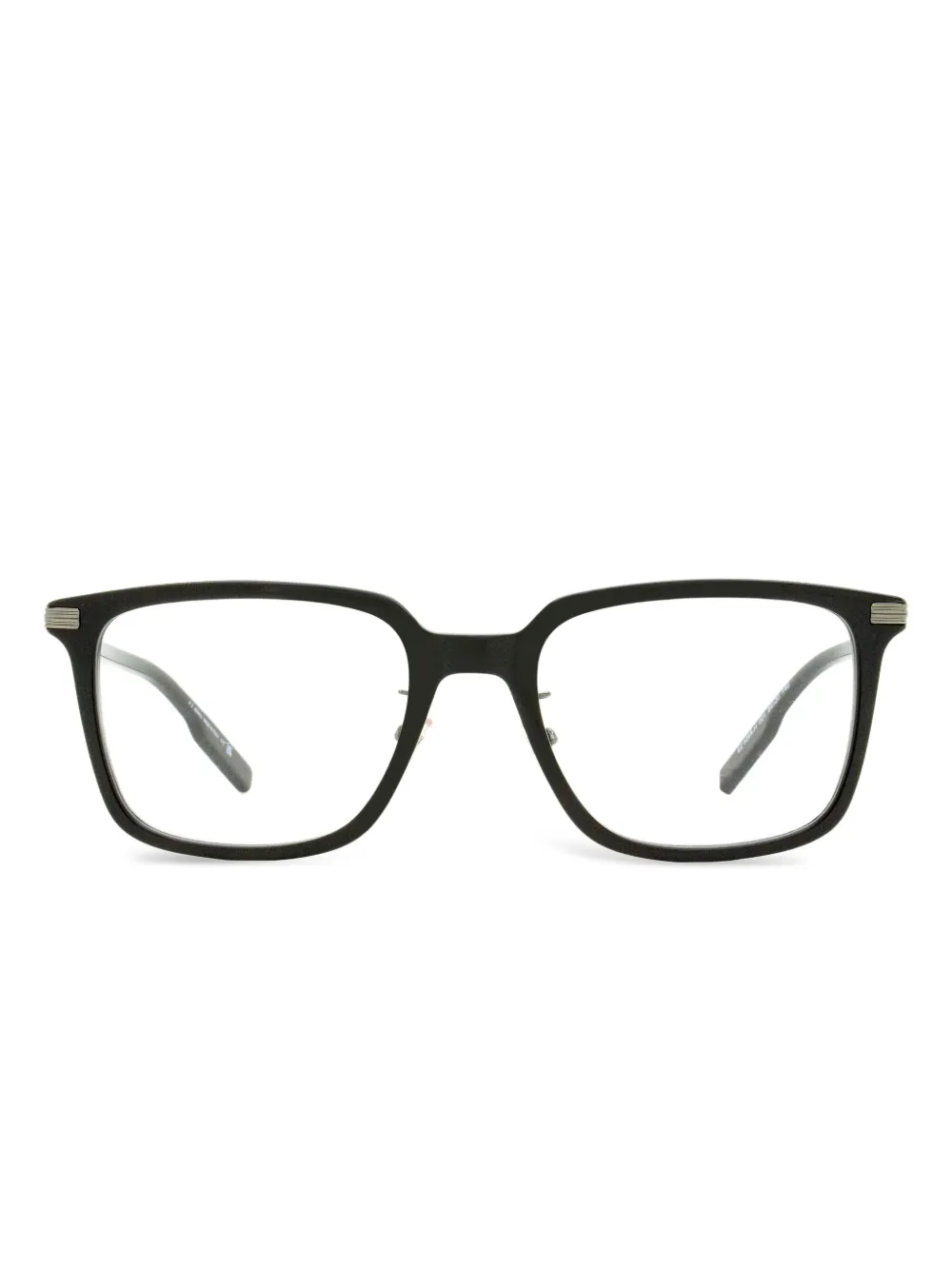 Zegna Stepped Browline Square Glasses In Black