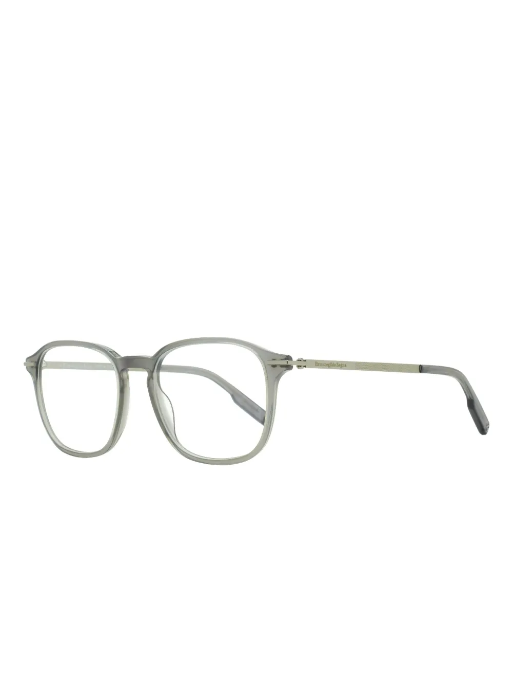 Zegna Keyhole Square Frame Glasses In Gray