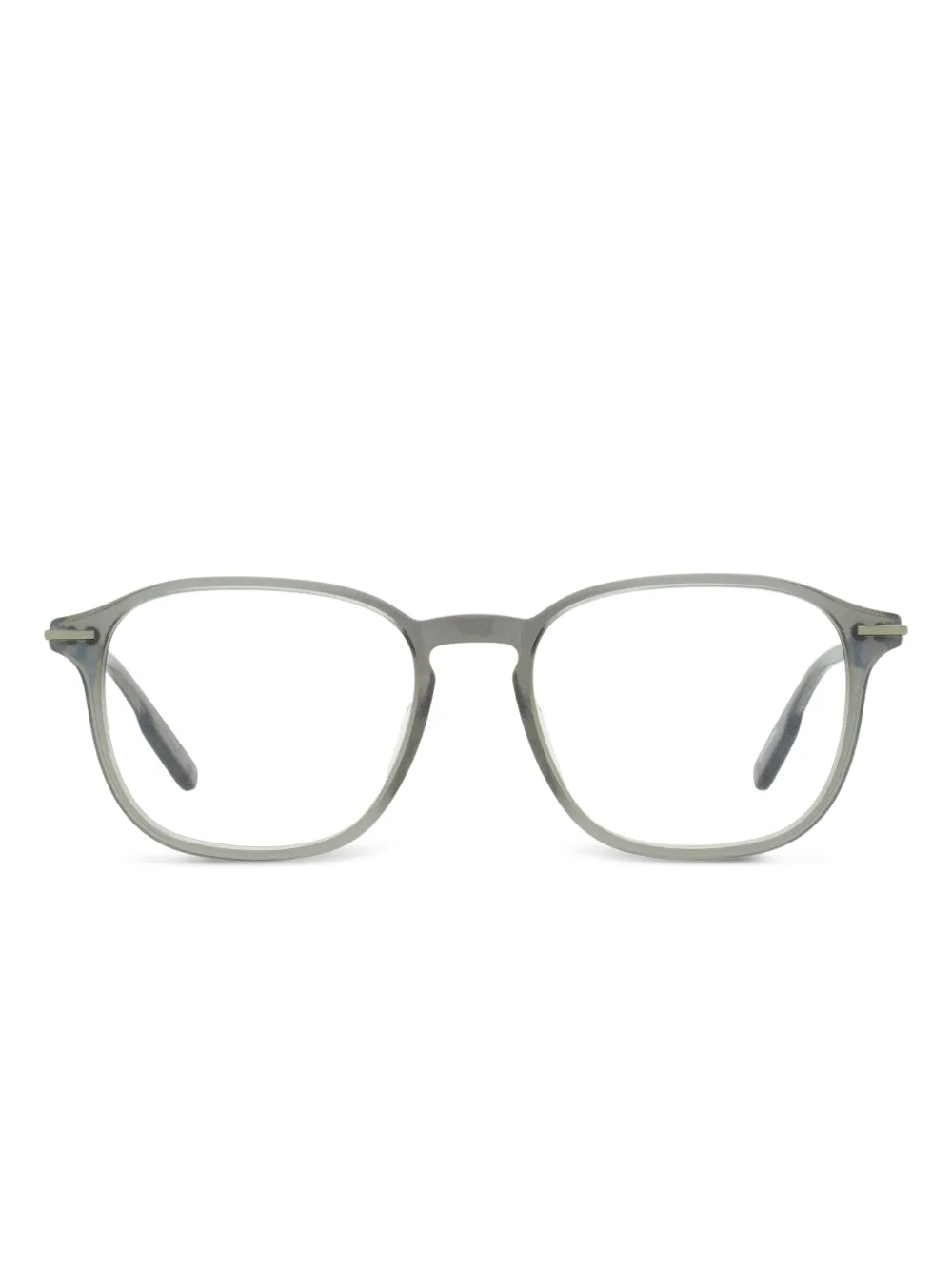Zegna Keyhole Square Frame Glasses In Gray