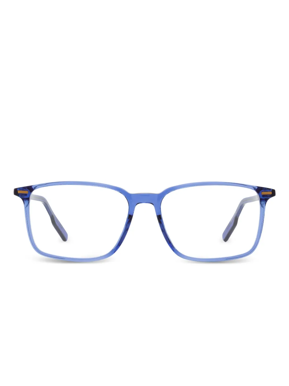 Zegna stud-detail rectangular glasses - ブルー Zegna stud-detail rectangular glasses - ブルー