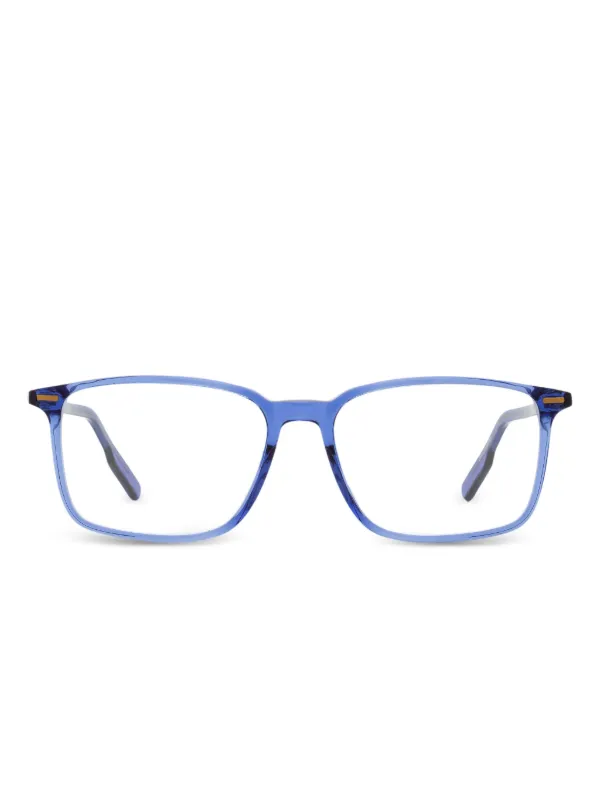 Zegna Stud-detail Rectangular Glasses in Blue